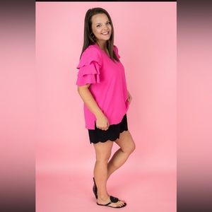 Hot pink ruffle sleeve top